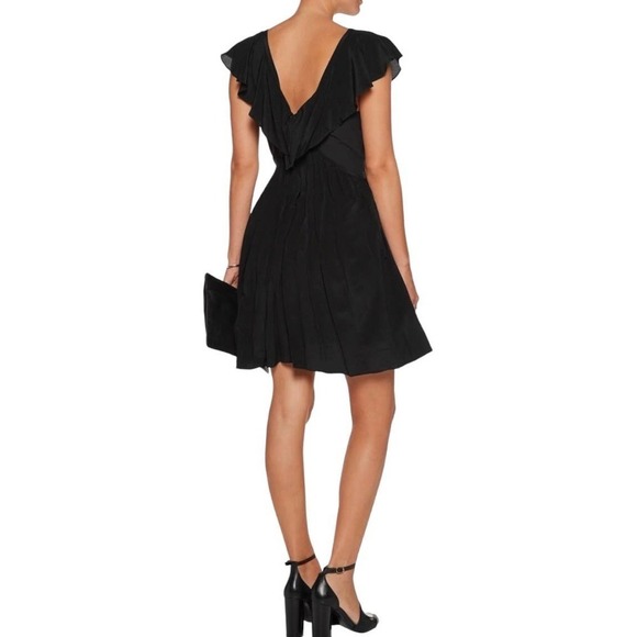 Opening Ceremony Mini Dress 100% Silk Draped Waist Black Ruffle 4 - Picture 2 of 10